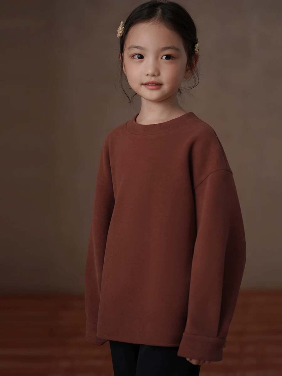 Quần áo mùa đông trẻ em áo len đỏ phong cách Hàn Quốc áo hoodie lông cừu dáng rộng bé trai bé gái áo len dày ấm áp