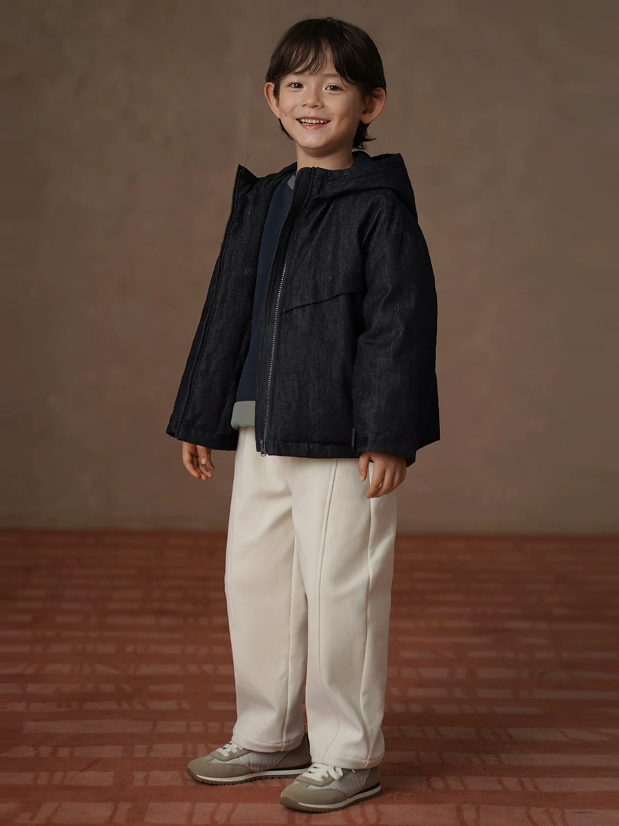 Hartzhi Quần Áo Trẻ Em Mùa Đông Áo khoác denim trẻ em dày dặn và ấm áp Áo khoác cotton 3M Thinsulate Áo khoác có mũ trùm đầu cho bé trai và bé gái
