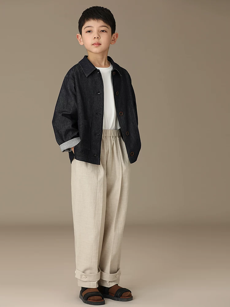 Quần áo trẻ em mùa xuân thu áo trẻ em áo sơ mi dài tay cổ điển giản dị áo khoác denim cho bé trai và bé gái cho trẻ lớn hơn