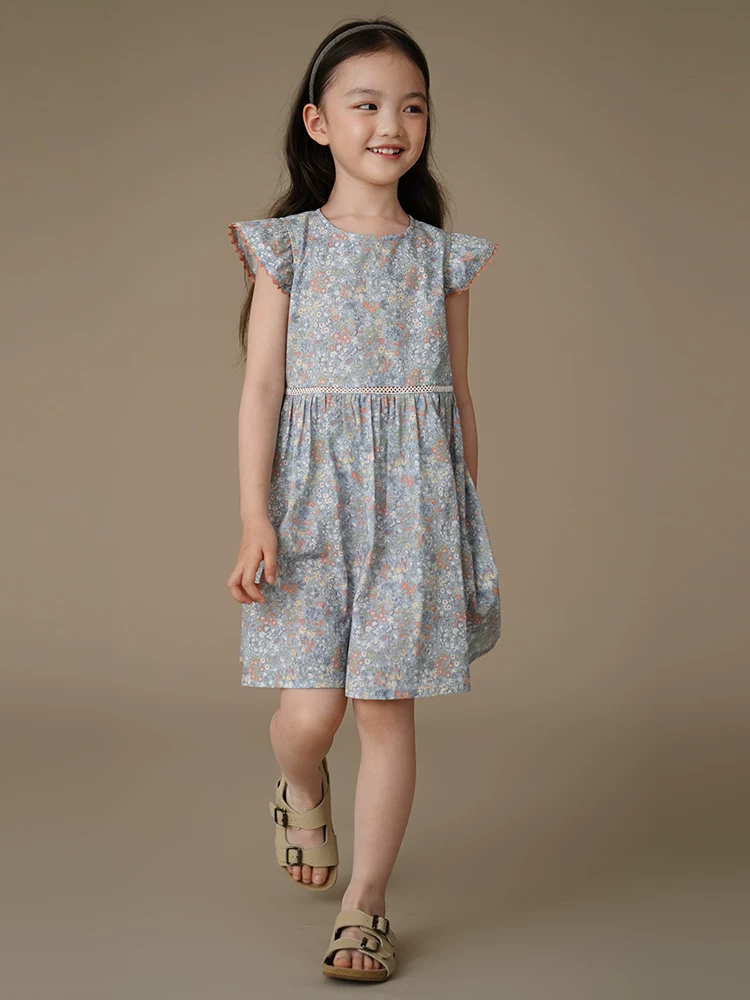 Quần áo trẻ em mùa hè Váy hoa phong cách Hàn Quốc có tay áo nhỏ xòe cho trẻ lớn trang phục mùa hè mới