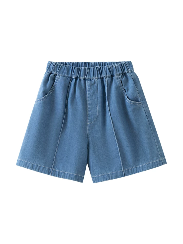Quần áo trẻ em quần short dáng rộng quần năm điểm quần denim cho bé gái mặc mùa hè cotton nguyên chất thân thiện với làn da