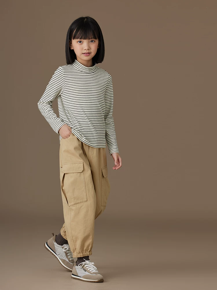 Quần kaki thường ngày cho trẻ em, quần cargo trẻ em, quần jogger toàn cotton cho bé trai và bé gái, mùa xuân và mùa thu.