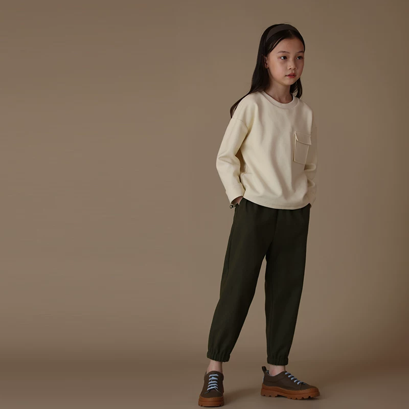 Quần jogger thể thao trẻ em thu đông, kiểu dáng retro phối màu xanh lá, lưng thun co giãn, rộng rãi, dành cho bé trai và bé gái