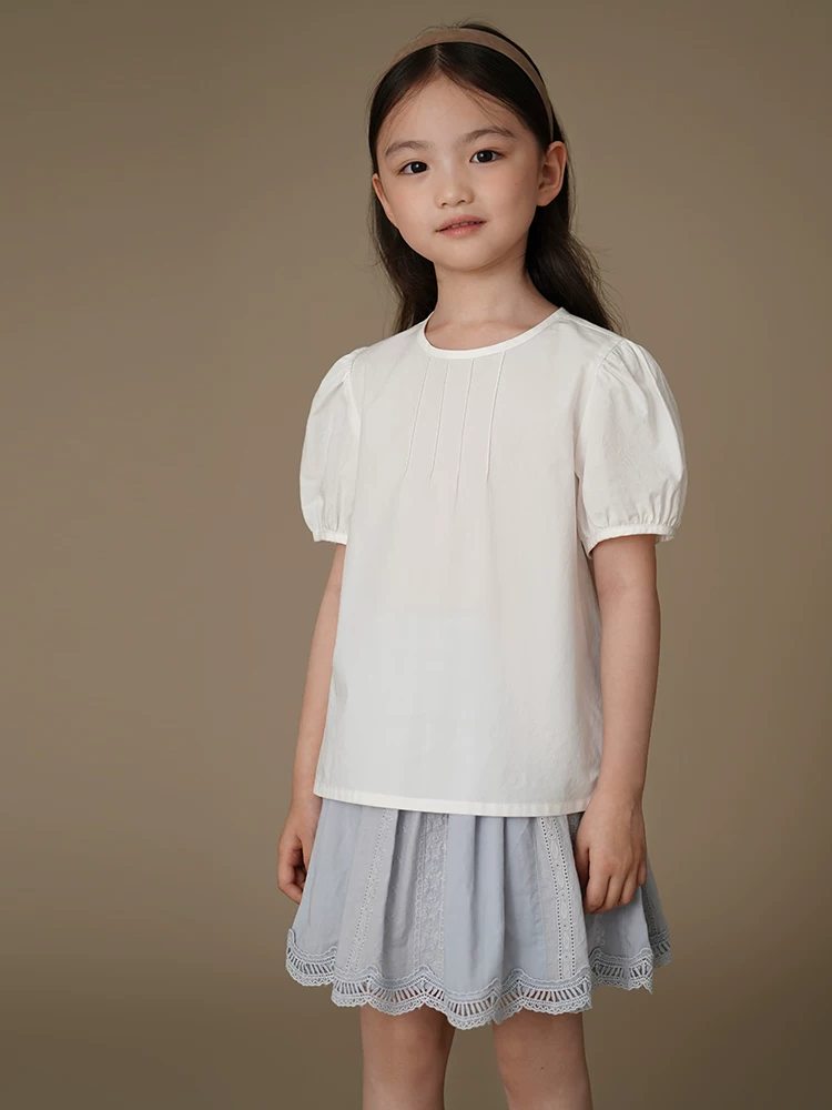 Quần áo trẻ em mùa hè váy ren nặng kiểu ghép vá váy ngắn nữ tính dễ thương đa năng váy mỏng mùa hè cho bé gái