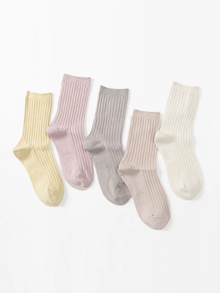 Quần áo trẻ em Hazi Sản phẩm mới mùa thu Tất trẻ em Tất cotton màu trơn Tất ống giữa Tất ngắn ấm áp thoải mái Bộ tất cho bé