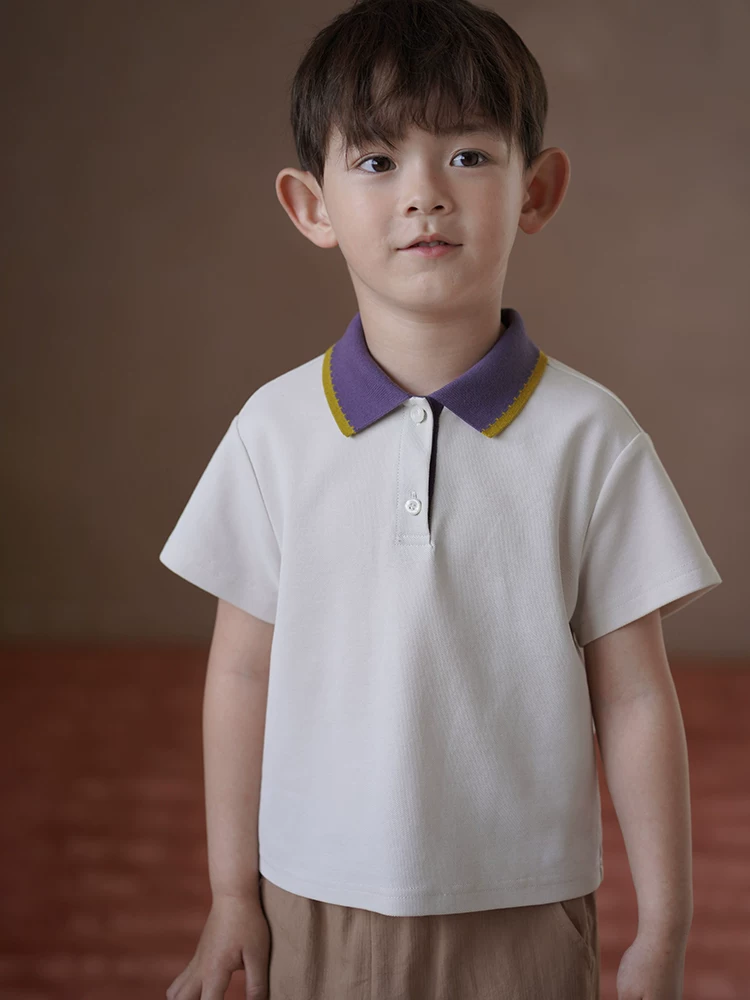 Quần áo trẻ em mùa hè mỏng, áo polo cho bé trai và bé gái, áo thun ngắn tay cho trẻ lớn, đơn giản và đa năng.