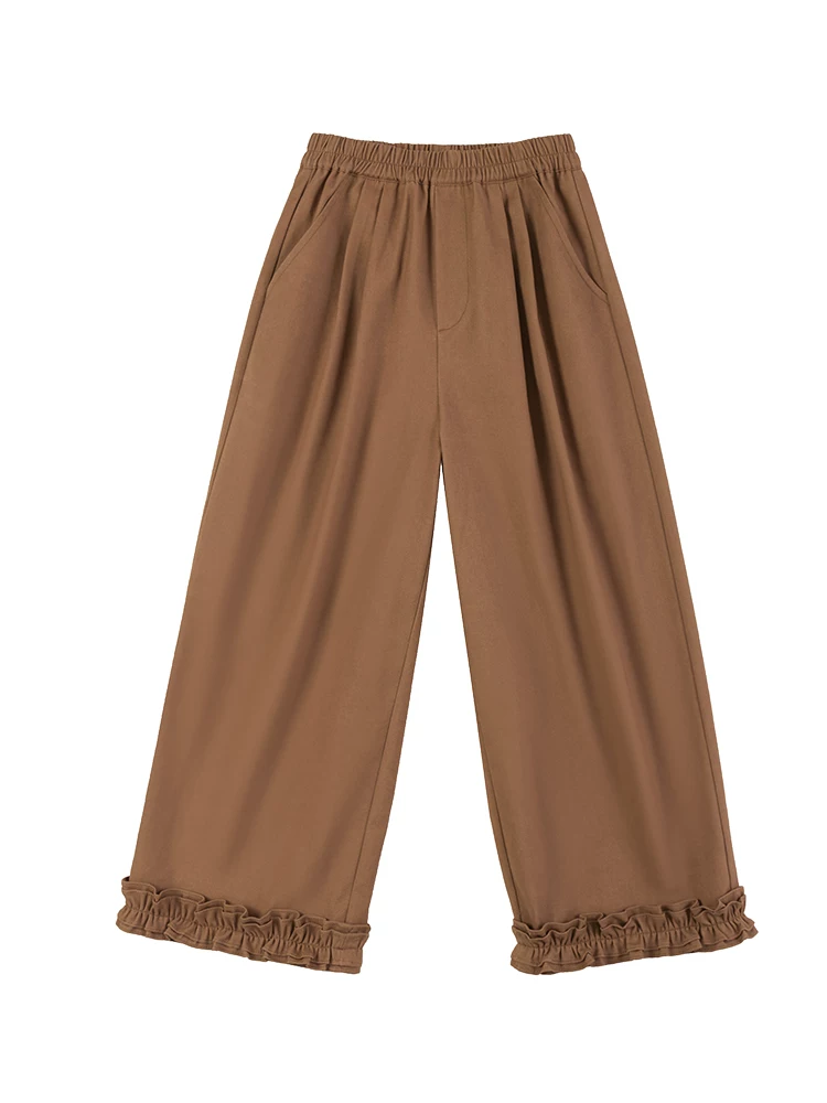 Quần áo trẻ em mùa xuân thu quần âu cotton twill dễ thương mát mẻ kiểu nữ tính quần ống đứng quần ống rộng cho bé gái