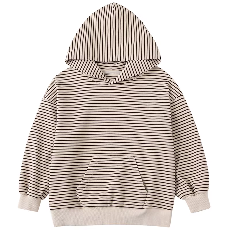 Quần áo trẻ em Hazi Sản phẩm mới mùa thu Áo hoodie có túi kangaroo mềm mại thân thiện với làn da trẻ em Phong cách cha mẹ và con cái Áo len sọc giản dị