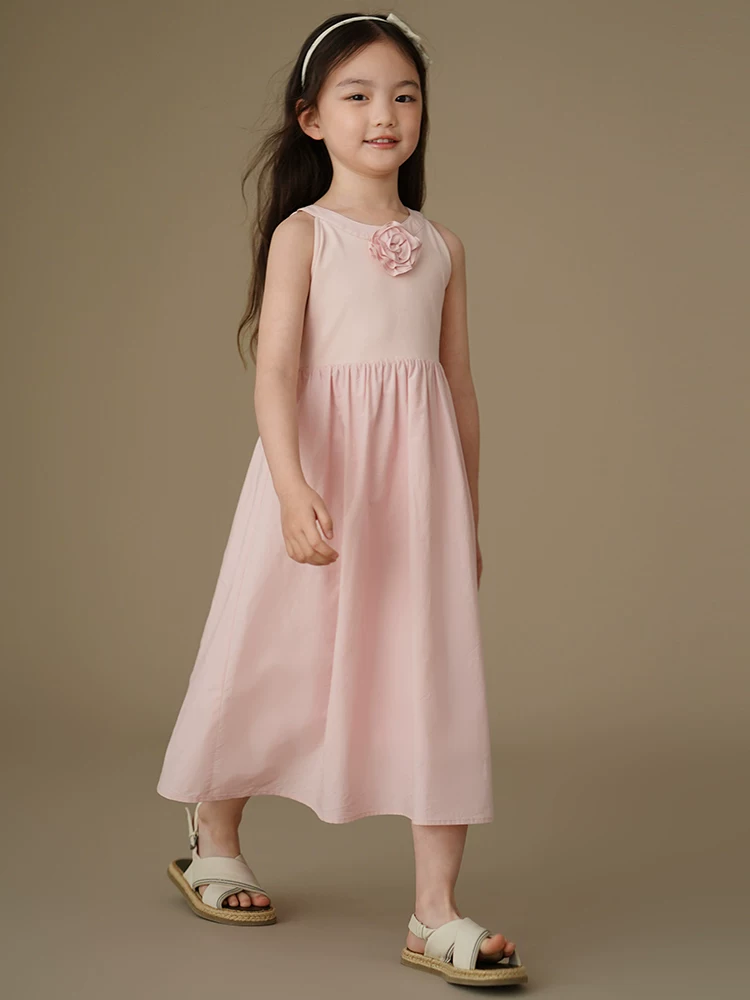 Váy vest trẻ em thiết kế thời trang, thân thiện với làn da, váy dệt kim hoàn toàn bằng cotton, váy không tay cho bé gái, phong cách mùa hè mới.