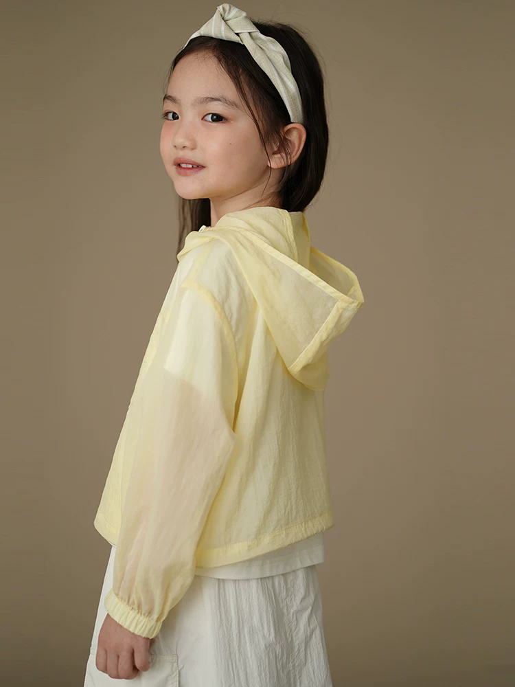 Áo khoác có mũ mùa hè cho trẻ em, quần áo chống nắng ngắn chống tia cực tím cho bé trai và bé gái, kiểu dáng mỏng.
