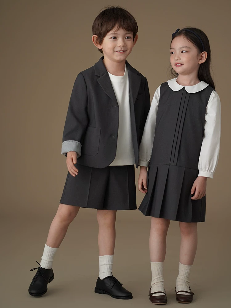 Quần áo trẻ em xuân thu, bộ đồ trẻ em kiểu học sinh, blazer quần short, bộ vest lịch sự cho bé trai bé gái, trang phục mùa thu cho trẻ lớn