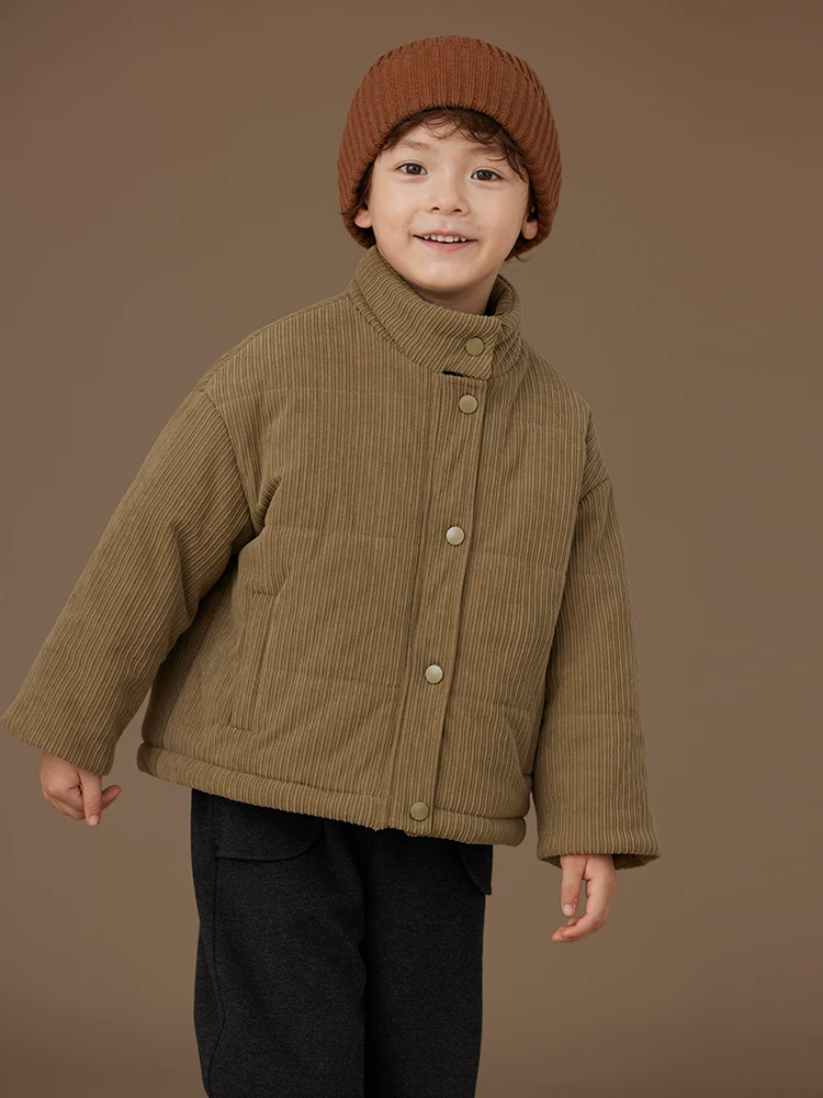 Áo khoác độn bông cho trẻ em, dày dặn và ấm áp, thiết kế đơn giản, áo khoác cotton nhung cho bé trai và bé gái, quần áo mùa đông