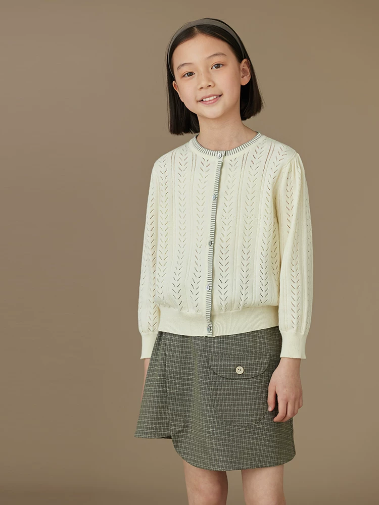 Quần áo trẻ em mùa xuân thu áo khoác trẻ em thường ngày đa năng chất liệu cotton thân thiện với da áo cardigan dệt kim cho bé gái dành cho trẻ lớn hơn