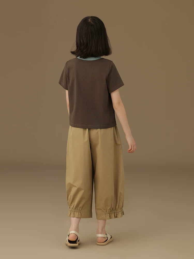 Quần kaki thường ngày cho trẻ em, quần ống rộng rộng rãi cho trẻ lớn, quần dài, quần lửng cho bé gái, kiểu dáng mỏng mùa hè.