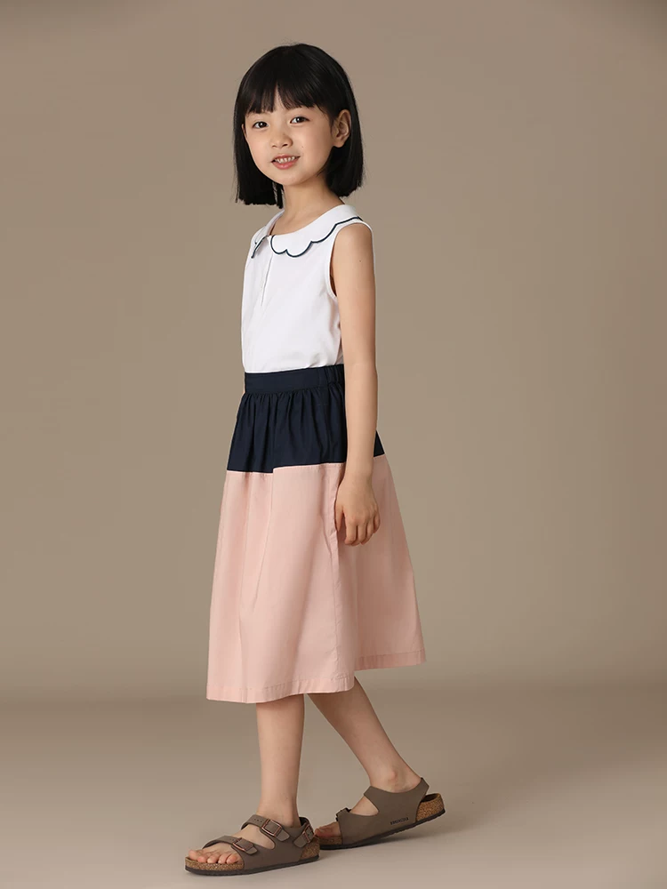 Quần áo trẻ em Ha Chi 25 Bộ sưu tập mới mùa hè Phong cách cha mẹ và con cái dành cho trẻ em Váy cotton phối màu cao cấp siêu mềm dành cho bé gái