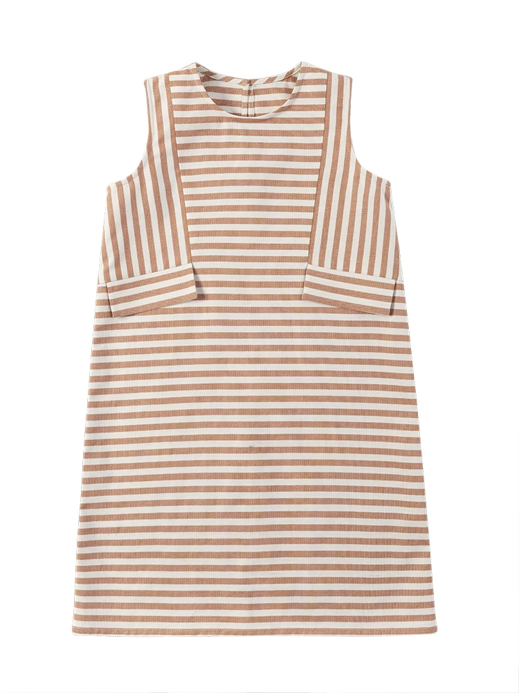 Váy vest mùa hè cho trẻ em, váy cotton sọc cam mỏng và ngọt ngào cho bé gái, thiết kế sành điệu