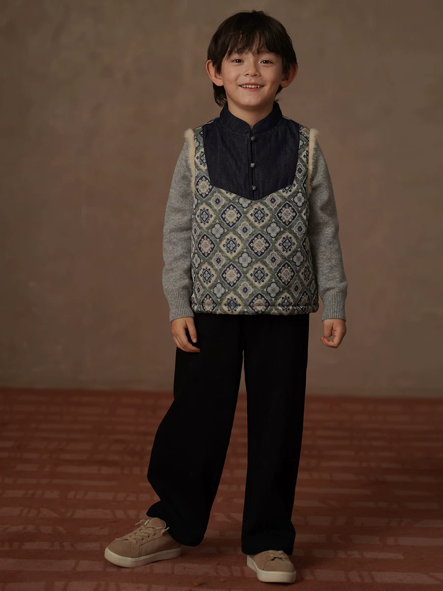 Quần denim mùa đông cho trẻ em có lớp lót lông cừu, quần dài ấm áp thường ngày cho bé trai và bé gái, quần ống rộng cho trẻ lớn hơn.