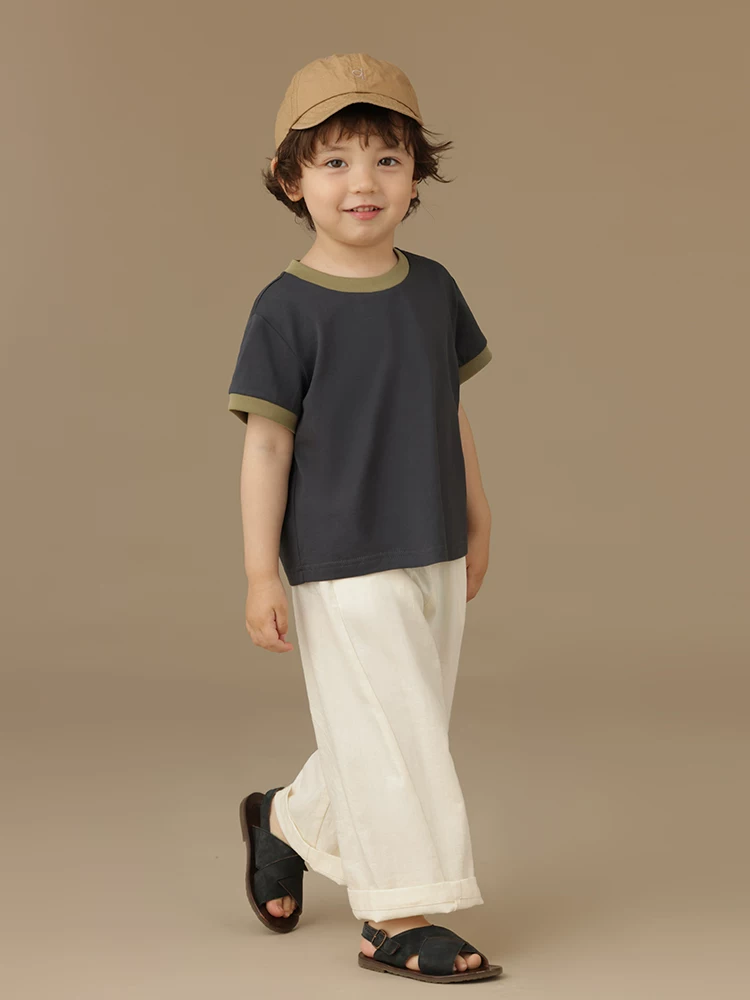 Quần thường ngày cho trẻ em màu trắng nhạt, quần dài rộng rãi hoàn toàn bằng cotton cho bé trai và bé gái, quần chống muỗi mỏng mùa hè.