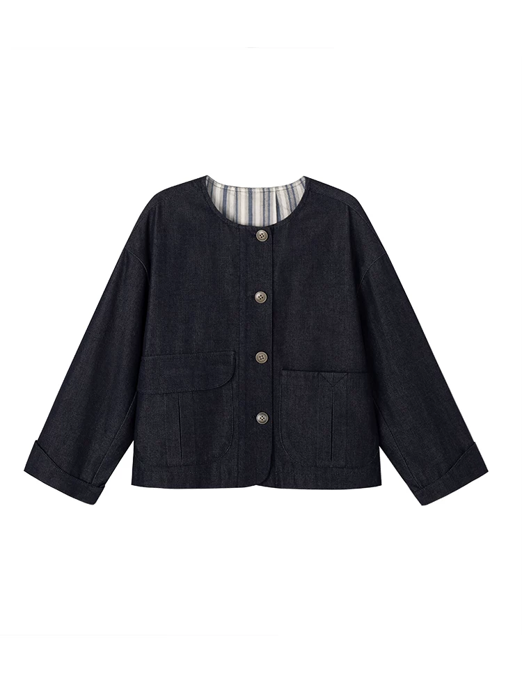 Quần áo trẻ em áo thường ngày cho bé trai và bé gái áo khoác denim rộng rãi đa năng dành cho cha mẹ và con cái mùa xuân và mùa thu mỏng sành điệu