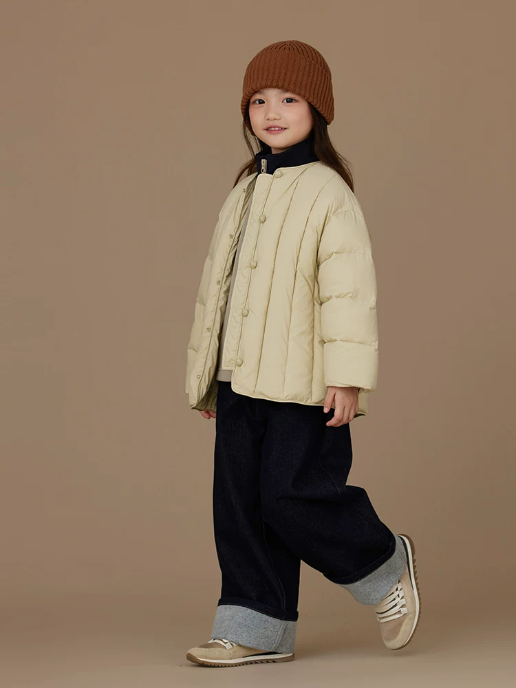 Quần dài thường ngày cho trẻ em mùa thu đông, thiết kế rộng rãi đa năng với quần jean denim bo gấu cho bé trai và bé gái, kiểu dáng thời trang.