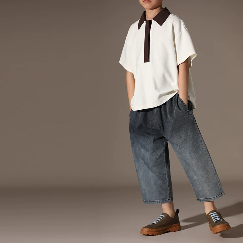 Quần short trẻ em mùa hè đa năng, kiểu dáng thẳng, dành cho cả bé trai và bé gái, dài đến giữa bắp chân