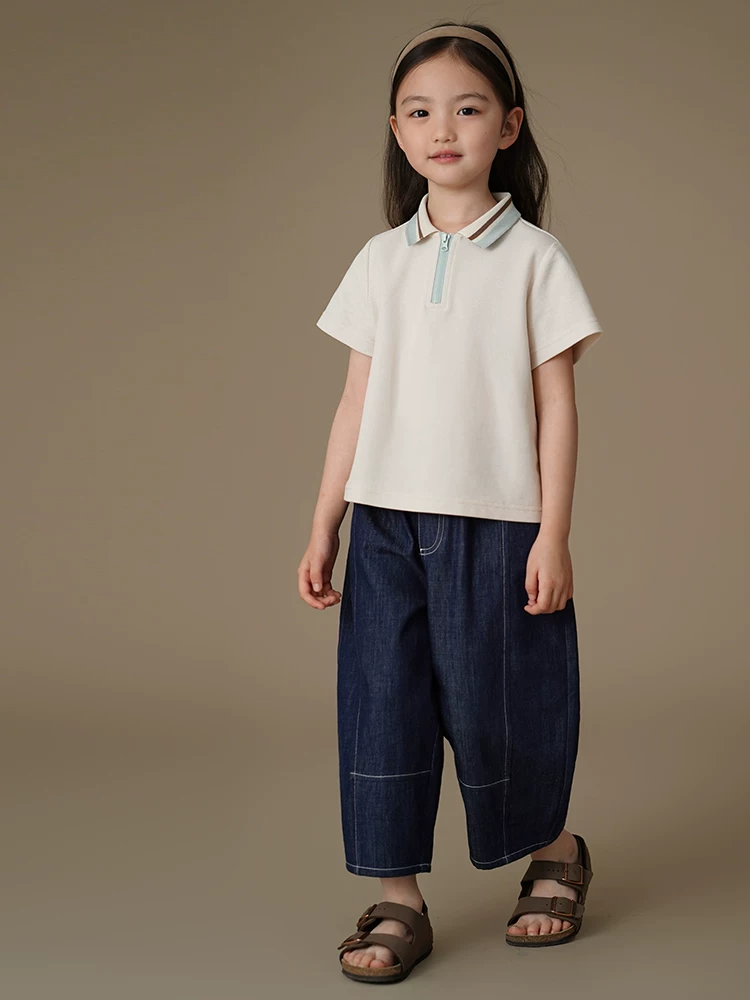 Hazi Quần Áo Trẻ Em Mùa Hè Mới Áo Thun Đơn Giản Đa Năng Áo Sơ Mi POLO Bé Trai Bé Gái Tay Ngắn Mỏng Top