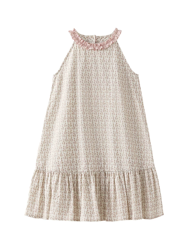 Quần áo trẻ em mùa hè váy dài họa tiết hoa váy đuôi cá cho bé gái lớn váy đi nghỉ toàn cotton