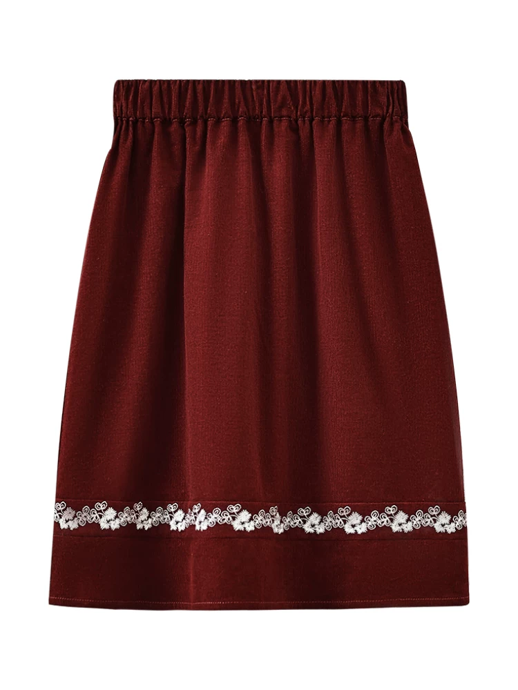 Váy nhung kẻ có thêu cho trẻ em, Váy cotton dài vừa phải cho bé gái, Quần áo mùa thu, Kiểu mới 25