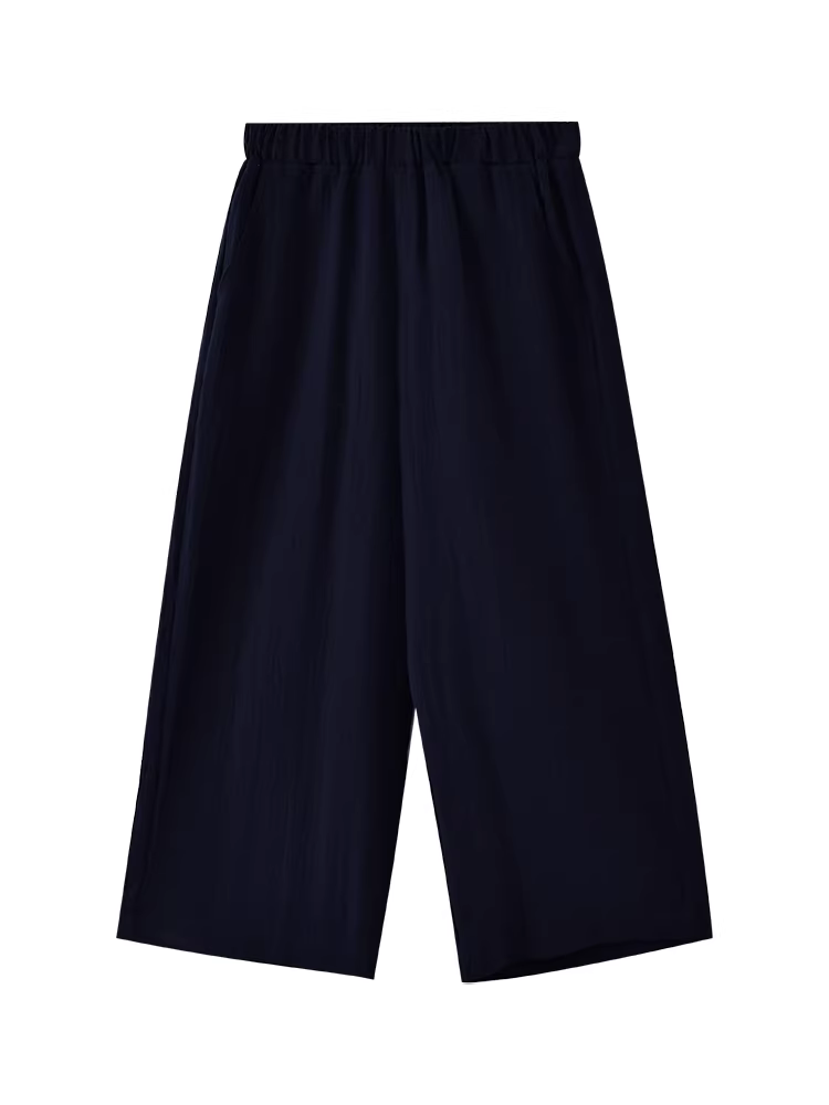 Quần áo trẻ em phong cách Nhật Bản quần dài màu xanh hải quân quần ống đứng cho bé gái quần đa năng chất liệu modal thân thiện với da quần thường ngày cho bé gái