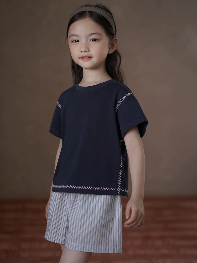 Quần áo mùa hè cho trẻ em Quần sọc kiểu Nhật Quần short cotton thân thiện với da Quần short bé gái thường ngày kiểu dáng mỏng mùa hè