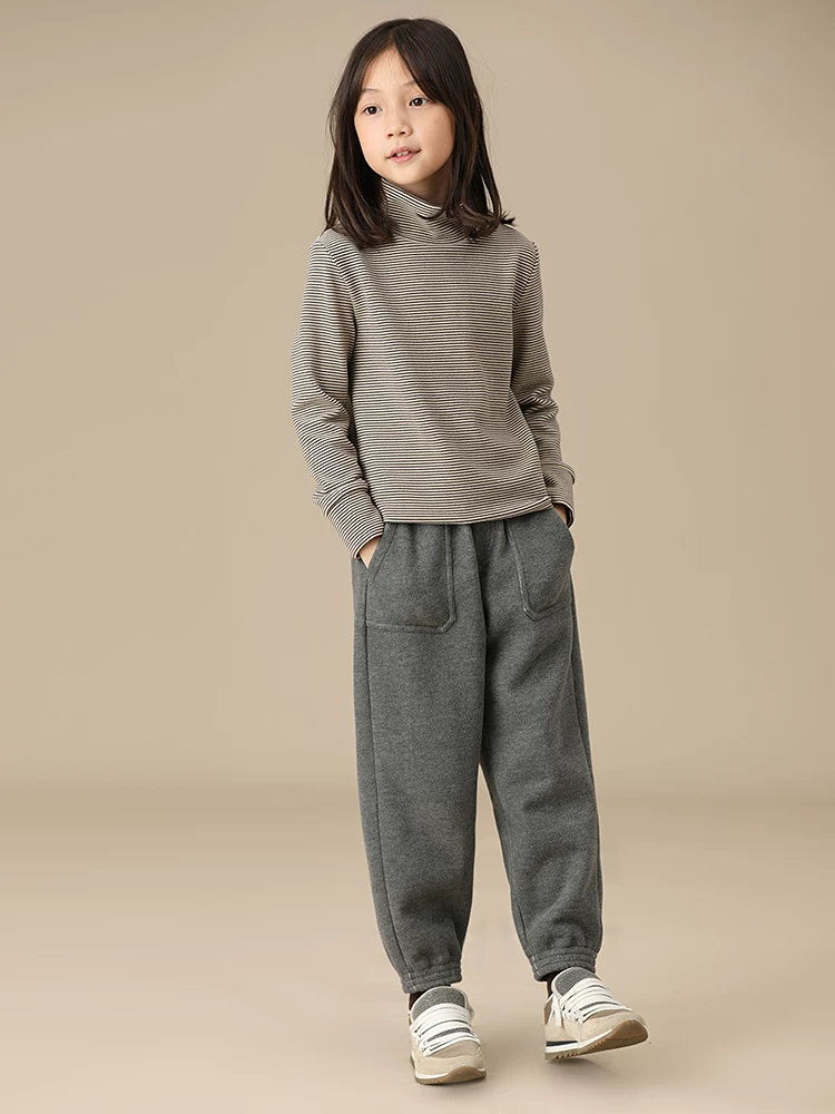 Quần mùa đông cho bé trai và bé gái, lót lông cừu, dày dặn, kiểu jogger, chất liệu cotton rộng rãi, quần ấm áp, thoải mái cho trẻ em.