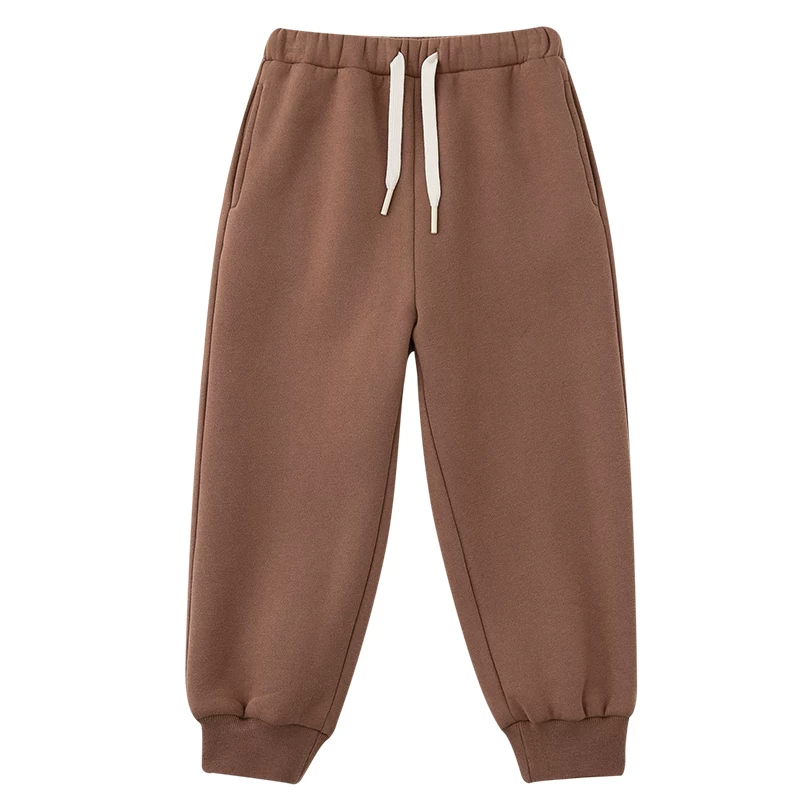 Quần áo trẻ em Hazi quần jogger lót lông cừu cotton thân thiện với làn da mùa đông dành cho bé trai và bé gái, phong cách cha mẹ và con cái, quần thường ngày ấm áp, quần dài