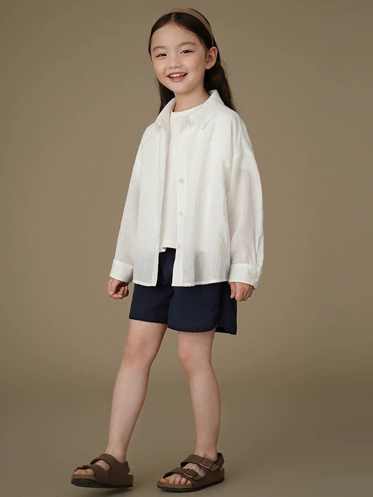 Quần thường ngày mùa hè cho trẻ em, quần short bằng vải cotton đơn giản và thân thiện với làn da dành cho bé gái, quần năm điểm dành cho trẻ lớn hơn, mẫu mới 25.
