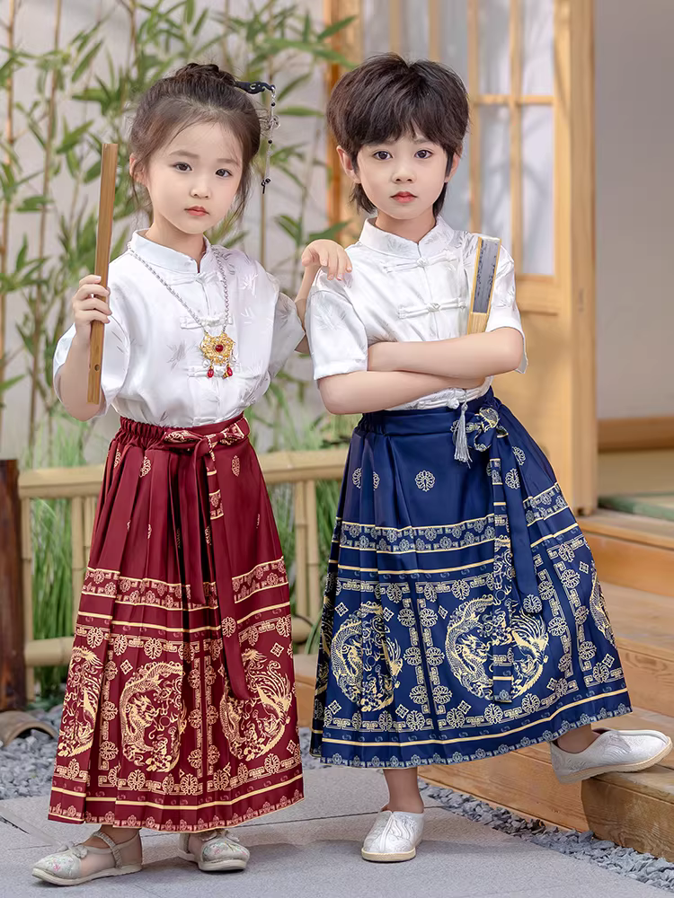 Trang phục Hanfu mùa hè 2025 kiểu mới cho bé trai, Váy Mamian cho bé gái, Trang phục Tang phục Trung Hoa mới cho trẻ em, Trang phục biểu diễn cho bé trai nhỏ