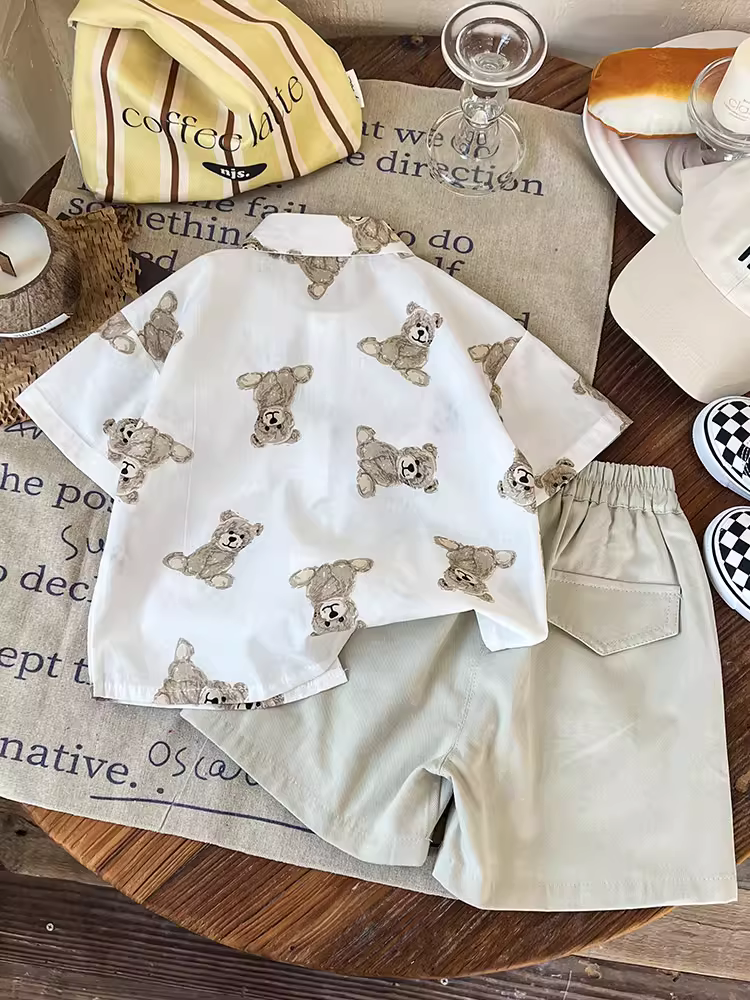 Bộ trang phục hè 2025 cho bé trai, thời trang mới, quần áo hot trend mạng xã hội, thời trang trẻ em, áo mát mẻ và lịch lãm, bộ hai mảnh