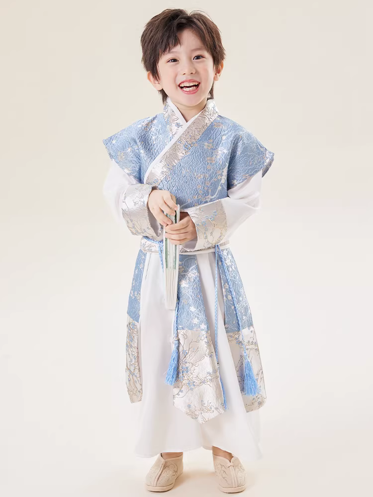 Hanfu dành cho bé trai Xuân Thu 2025 Trang phục truyền thống Trung Quốc dành cho trẻ em Phong cách cổ xưa của bé trai Trang phục biểu diễn phong cách dân tộc đẹp trai Quý ông trẻ Trang phục Đường phục