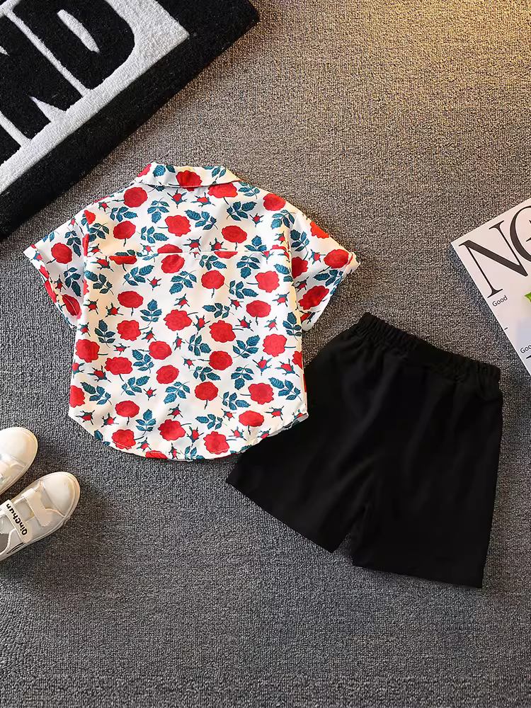 Bộ đồ hè bé trai 2025 kiểu Hàn Quốc thời trang mới, thoáng mát, nhẹ, bộ hai mảnh tay ngắn