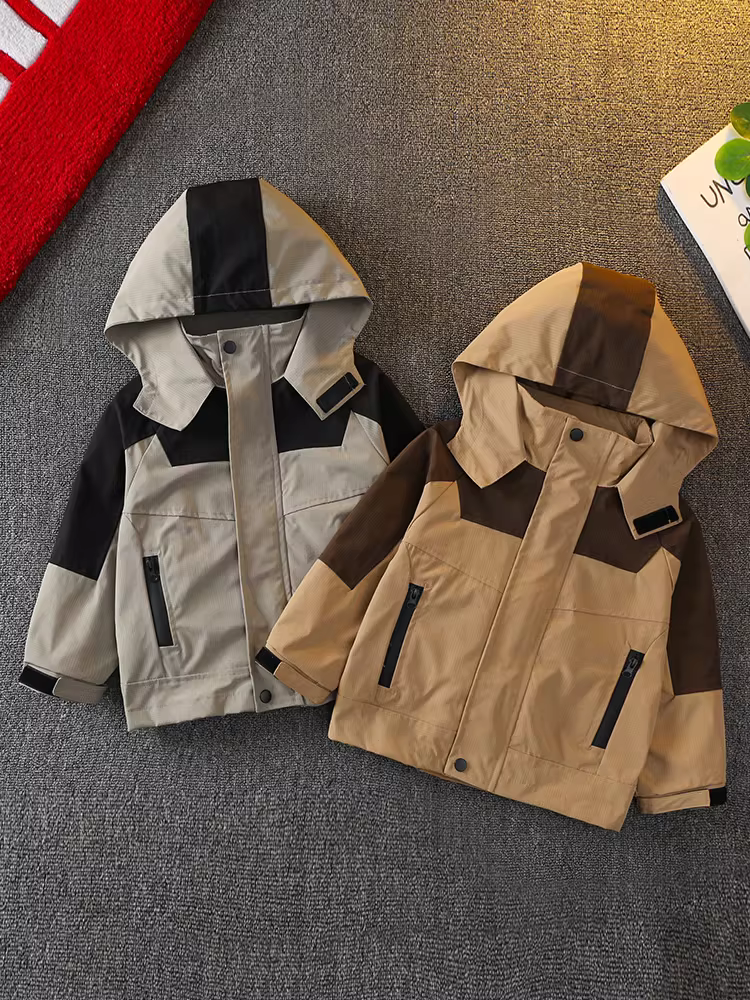 Áo khoác mùa xuân bé trai 2025 kiểu dáng mới thời trang trẻ em áo gió có mũ mùa xuân thu quần áo mùa xuân cho bé