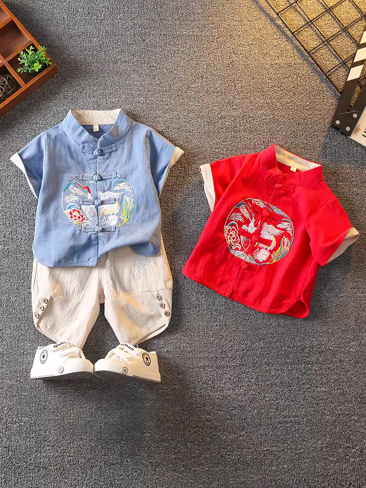 Trang phục biểu diễn mùa hè Hanfu dành cho trẻ em Mẫu giáo ngày 1 tháng 6 Trang phục biểu diễn Tang Suit dành cho bé trai và bé gái Phong cách Trung Quốc Quần áo truyền thống Nghiên cứu dân tộc Trang phục biểu diễn