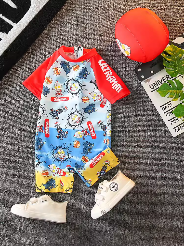Quần áo Ultraman Bộ đồ bơi một mảnh dành cho bé trai mùa hè Bộ đồ bơi chuyên nghiệp dành cho trẻ em Thiết bị đồ bơi nhanh khô dành cho trẻ em