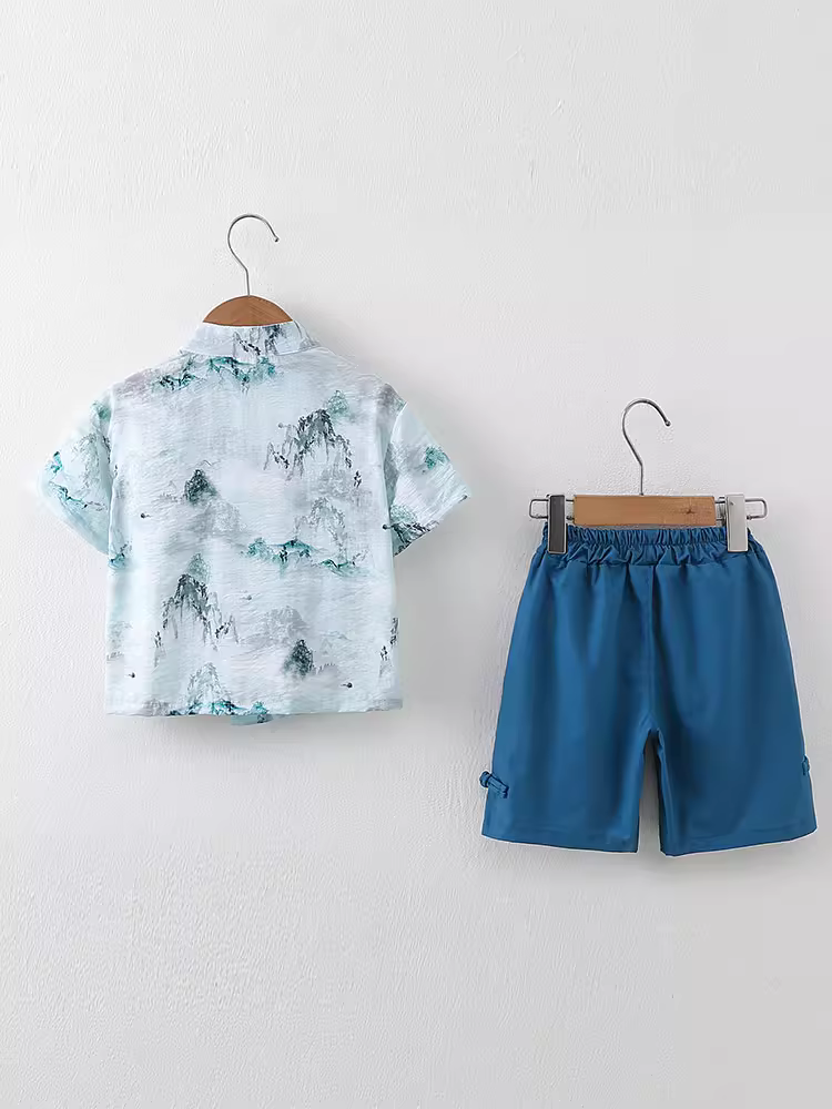 Trang phục Hanfu truyền thống kiểu Trung Quốc dành cho bé trai, bộ trang phục cổ xưa hiện đại hóa, bộ đồ Tang cho bé, trang phục biểu diễn ngày thiếu nhi mùa hè, phong cách Trung Quốc mới dành cho trẻ em.