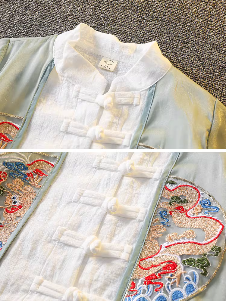 Hanfu dành cho trẻ em dành cho cả nam và nữ, bộ trang phục truyền thống kiểu Trung Quốc mùa hè, trang phục nhà Đường dành cho học sinh tiểu học và mẫu giáo, trang phục biểu diễn theo phong cách cổ xưa.