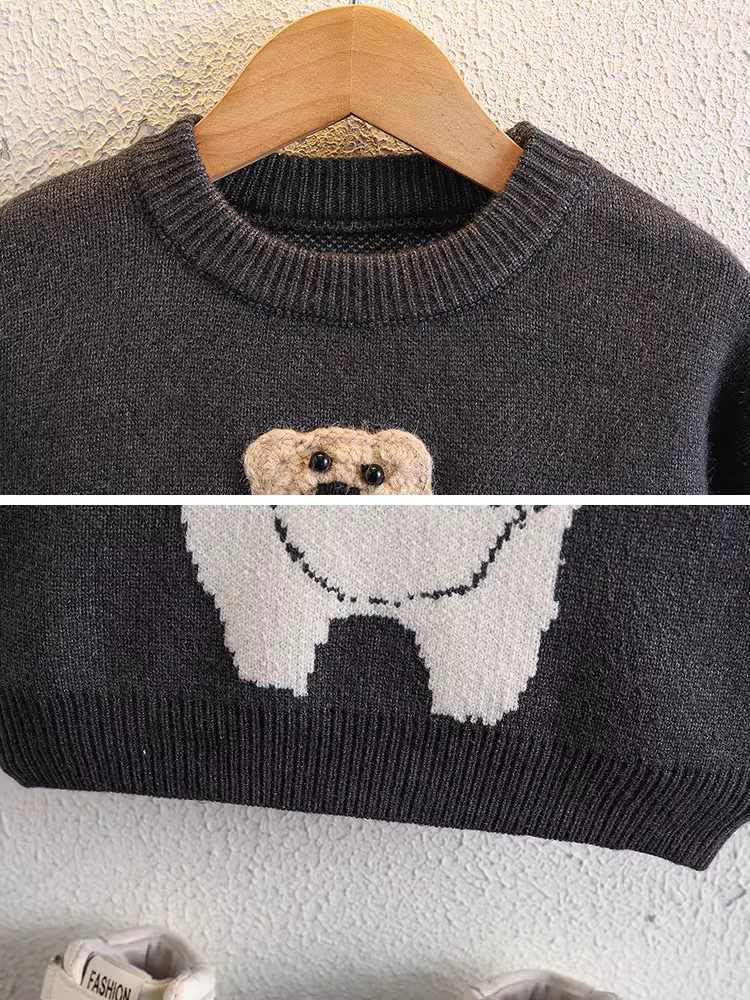 Áo len bé trai mùa đông 2025, quần áo trẻ em mới mùa thu đông, áo len dày dặn, áo len cổ lọ giữ ấm cho bé trai