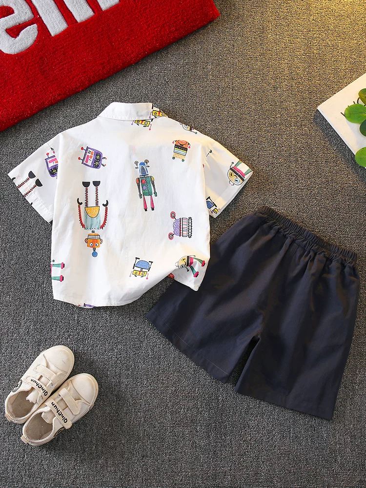 Bộ quần áo hè kiểu Hàn Quốc 2025 cho bé trai, áo thun ngắn tay in hình mới năm 2025, mát mẻ, thời trang, đa năng