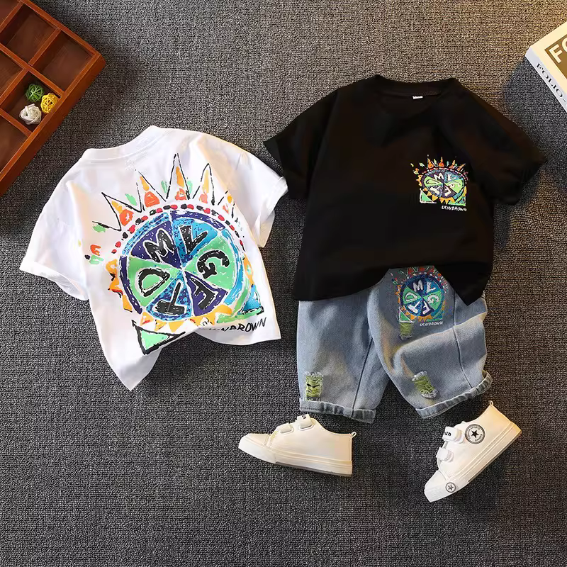 Áo thun bé trai tay ngắn mùa hè chất liệu cotton 100% kiểu mới 2025 áo bé thời trang áo thun trẻ em thời thượng mặc hè