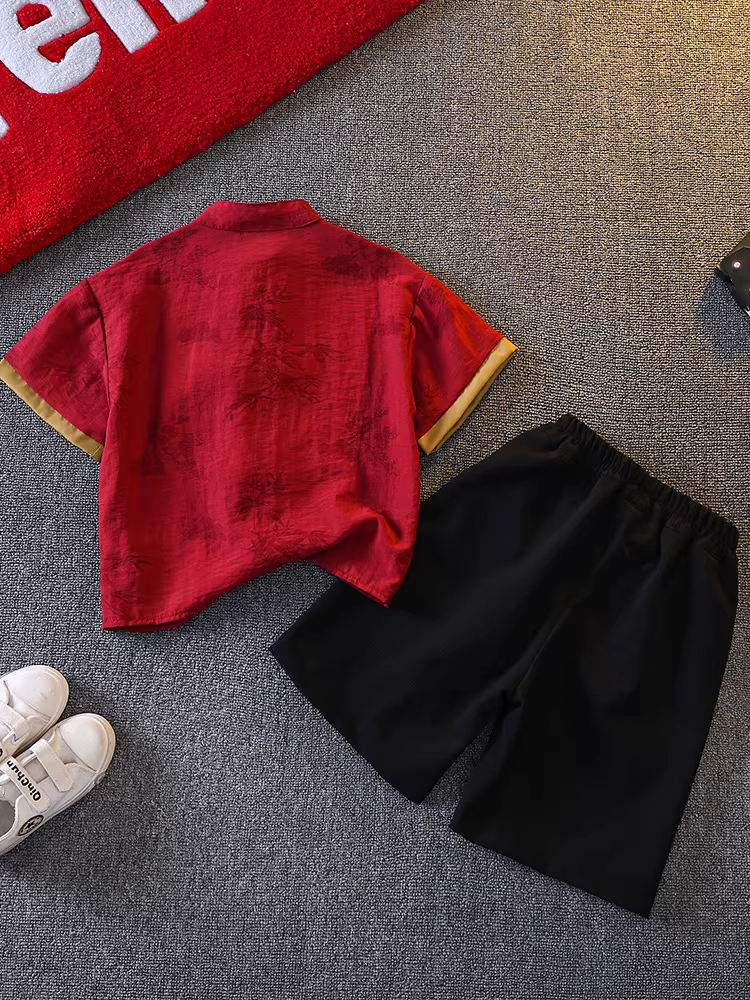 Trang phục truyền thống kiểu Trung Quốc của bé trai Hanfu trang phục biểu diễn mùa hè trang phục cổ xưa kiểu Trung Quốc mới của trẻ em trang phục quý ông kiểu Đường váy sinh nhật đầu tiên của bé