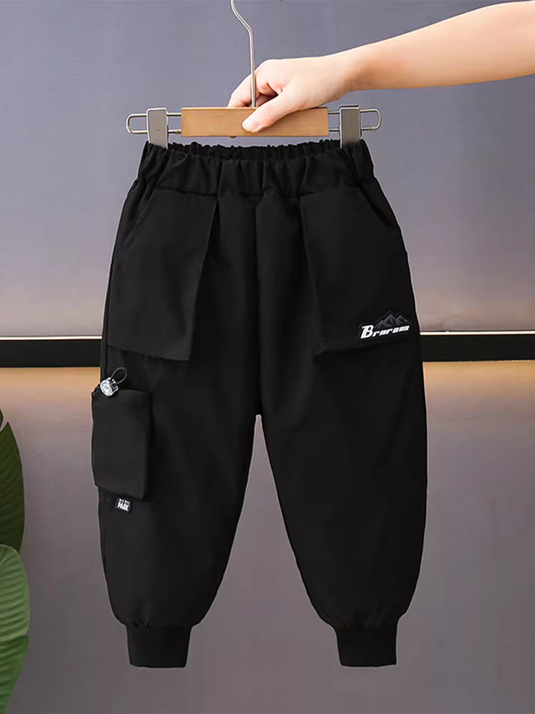 Quần cotton bé trai có lớp lót lông cừu và dày dặn cho mùa đông 2023, quần cotton lông vũ kiểu mới cho bé gái với ba lớp để mặc ngoài trời ở Đông Bắc Trung Quốc.