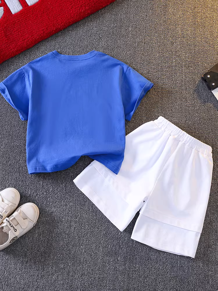 Bộ đồ hè bé trai 2025 kiểu mới thời thượng, bộ hai mảnh mùa hè năng động mát mẻ cho bé trai
