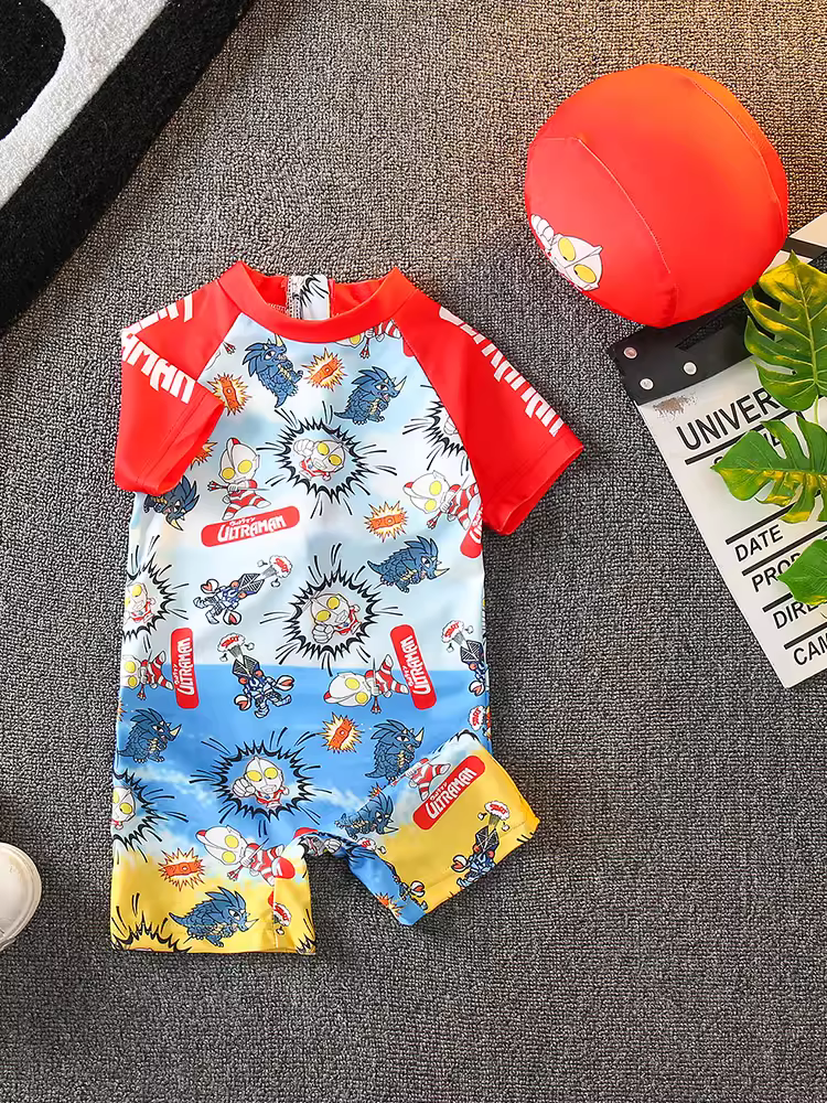Quần áo Ultraman Bộ đồ bơi một mảnh dành cho bé trai mùa hè Bộ đồ bơi chuyên nghiệp dành cho trẻ em Thiết bị đồ bơi nhanh khô dành cho trẻ em