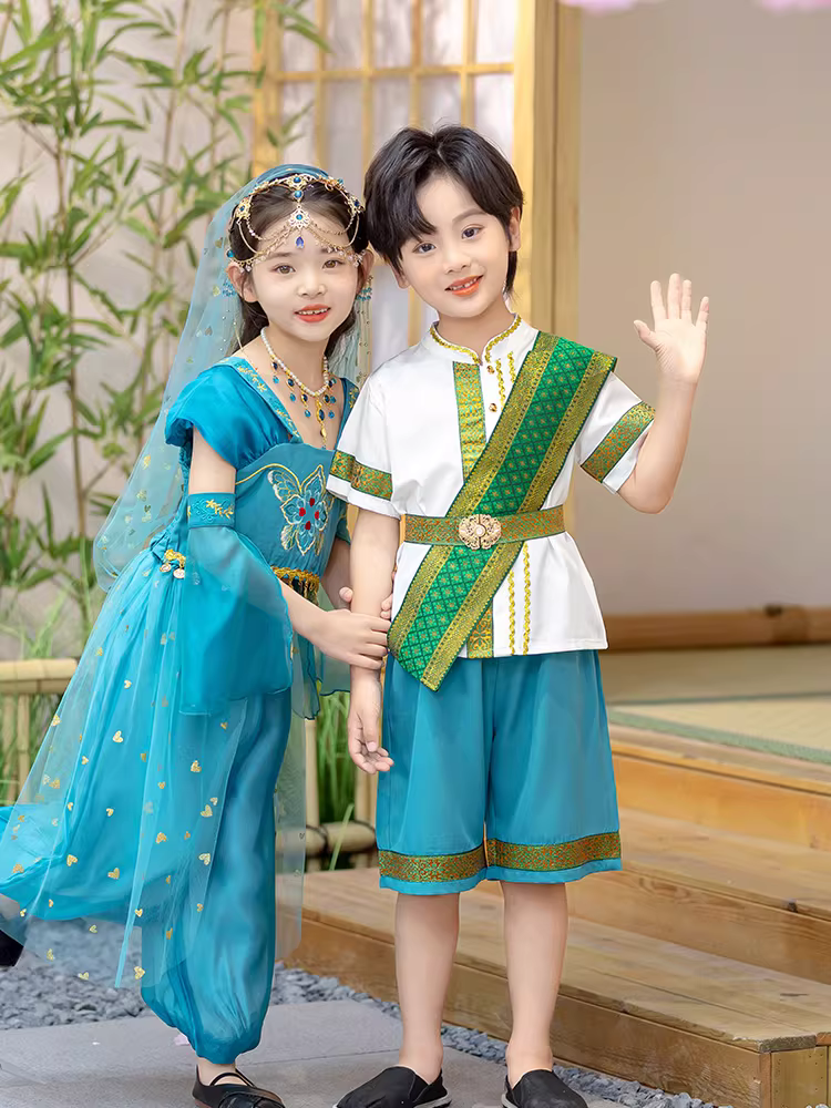 Trang phục dân tộc Dai cho trẻ em, bé trai và bé gái, trang phục dân tộc thiểu số Hanfu, trang phục Thái Lan kỳ lạ, trang phục biểu diễn Tây Sương Banna